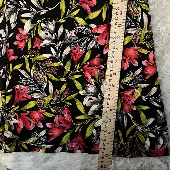 French Connection Cadencia Mini Stretch Black Dress 4 Floral Fit & Flare - Picture 13 of 16